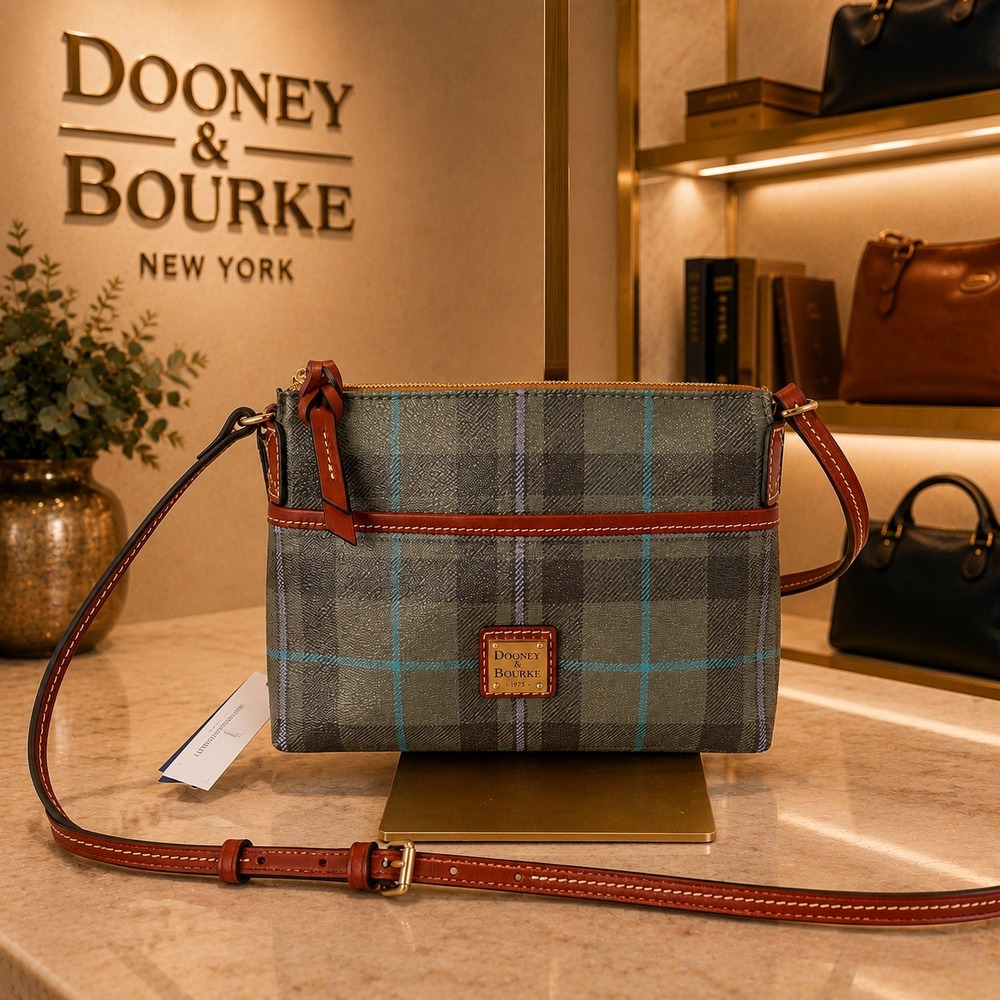 Dooney & Bourke Ginger Crossbody Bag Olive Tan Plaid Tartan NWT